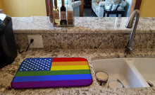 Load image into Gallery viewer, USA Gay Pride Dish Drying Mat – Absorbent, Artistic Kitchen Essentials