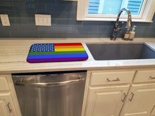 Load image into Gallery viewer, USA Gay Pride Dish Drying Mat – Absorbent, Artistic Kitchen Essentials