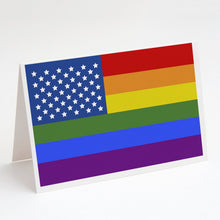 Load image into Gallery viewer, USA Gay Pride Greeting Cards -  Blank Note Cards – 8-Pack of Artist-Designed Cards with Envelopes