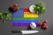 Load image into Gallery viewer, USA Gay Pride Glass Cutting Boards – Durable, Decorative Kitchen Art Large