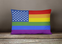 Load image into Gallery viewer, USA Gay Pride Canvas Fabric Decorative Pillow