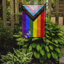 Load image into Gallery viewer, Gay Pride Progress Pride Garden Flag – LGBTQ+ Inclusive Outdoor Yard Decor