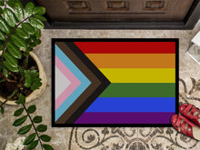 Load image into Gallery viewer, Gay Pride Progress Pride Doormat - 24x36 Decorative Floor Mat – Indoor/Outdoor Rug with Artistic Flair