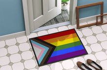 Load image into Gallery viewer, Gay Pride Progress Pride Doormat - 18x27 Decorative Floor Mat – Indoor/Outdoor Rug with Artistic Flair