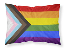 Load image into Gallery viewer, Gay Pride Progress Pride Fabric Standard Pillowcase – Artistic Decorative Front, White Back