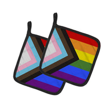 Load image into Gallery viewer, Gay Pride Progress Pride Pot Holders - Set of 2 - Heat-Resistant Kitchen Essentials
