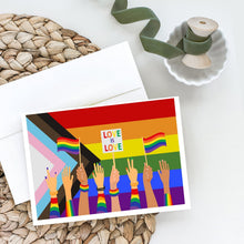 Load image into Gallery viewer, Gay Pride Parade Progress Pride Greeting Cards -  Blank Note Cards – 8-Pack of Artist-Designed Cards with Envelopes
