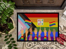 Load image into Gallery viewer, Gay Pride Parade Progress Pride Doormat - 18x27 Decorative Floor Mat – Indoor/Outdoor Rug with Artistic Flair