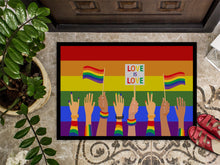 Load image into Gallery viewer, Gay Pride Parade Doormat - 24x36 Decorative Floor Mat – Indoor/Outdoor Rug with Artistic Flair