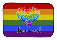 Load image into Gallery viewer, Gay Pride Love Wins Mosaic Heart Dish Drying Mat – Absorbent, Artistic Kitchen Essentials