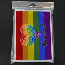 Load image into Gallery viewer, Gay Pride Love Wins Mosaic Heart Greeting Cards -  Blank Note Cards – 8-Pack of Artist-Designed Cards with Envelopes