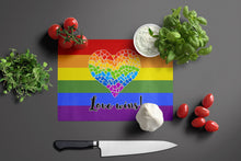Load image into Gallery viewer, Gay Pride Love Wins Mosaic Heart Glass Cutting Boards – Durable, Decorative Kitchen Art Large