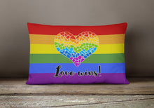 Load image into Gallery viewer, Gay Pride Love Wins Mosaic Heart Canvas Fabric Decorative Pillow