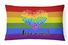 Load image into Gallery viewer, Gay Pride Love Wins Mosaic Heart Canvas Fabric Decorative Pillow