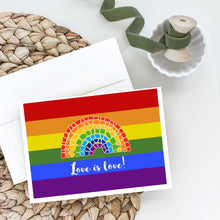 Load image into Gallery viewer, Gay Pride Love is Love Mosaic Rainbow Greeting Cards -  Blank Note Cards – 8-Pack of Artist-Designed Cards with Envelopes