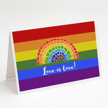 Load image into Gallery viewer, Gay Pride Love is Love Mosaic Rainbow Greeting Cards -  Blank Note Cards – 8-Pack of Artist-Designed Cards with Envelopes