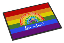 Load image into Gallery viewer, Gay Pride Love is Love Mosaic Rainbow Doormat - 18x27 Decorative Floor Mat – Indoor/Outdoor Rug with Artistic Flair