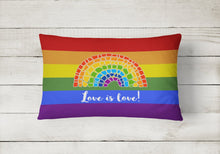 Load image into Gallery viewer, Gay Pride Love is Love Mosaic Rainbow Canvas Fabric Decorative Pillow