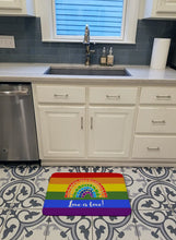 Load image into Gallery viewer, Gay Pride Love is Love Mosaic Rainbow Machine Washable Memory Foam Mat