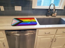 Load image into Gallery viewer, Gay Pride Peace Hands Progress Pride Dish Drying Mat – Absorbent, Artistic Kitchen Essentials