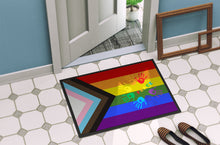 Load image into Gallery viewer, Gay Pride Peace Hands Progress Pride Doormat - 24x36 Decorative Floor Mat – Indoor/Outdoor Rug with Artistic Flair