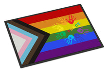 Load image into Gallery viewer, Gay Pride Peace Hands Progress Pride Doormat - 24x36 Decorative Floor Mat – Indoor/Outdoor Rug with Artistic Flair