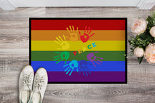 Load image into Gallery viewer, Gay Pride Peace Hands Doormat - 24x36 Decorative Floor Mat – Indoor/Outdoor Rug with Artistic Flair