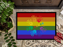 Load image into Gallery viewer, Gay Pride Peace Hands Doormat - 18x27 Decorative Floor Mat – Indoor/Outdoor Rug with Artistic Flair