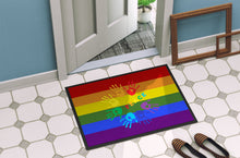 Load image into Gallery viewer, Gay Pride Peace Hands Doormat - 18x27 Decorative Floor Mat – Indoor/Outdoor Rug with Artistic Flair