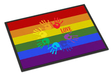 Load image into Gallery viewer, Gay Pride Love Hands Doormat - 18x27 Decorative Floor Mat – Indoor/Outdoor Rug with Artistic Flair