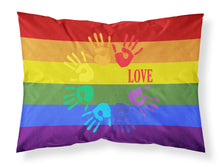 Load image into Gallery viewer, Gay Pride Love Hands Fabric Standard Pillowcase – Artistic Decorative Front, White Back