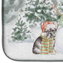 Load image into Gallery viewer, French Bulldog Brindle with Christmas Presents Dish Drying Mat – Absorbent, Artistic Kitchen Essentials
