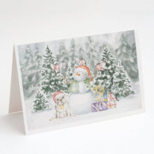 Load image into Gallery viewer, French Bulldog White with Christmas Presents Greeting Cards -  Blank Note Cards – 8-Pack of Artist-Designed Cards with Envelopes