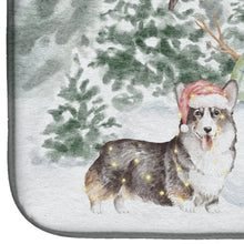 Load image into Gallery viewer, Corgi Black and Tan Points with Christmas Presents Dish Drying Mat – Absorbent, Artistic Kitchen Essentials