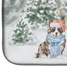 Load image into Gallery viewer, Corgi Blue Merle and Tan Points with Christmas Presents Dish Drying Mat – Absorbent, Artistic Kitchen Essentials