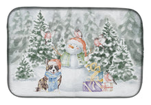 Load image into Gallery viewer, Corgi Blue Merle and Tan Points with Christmas Presents Dish Drying Mat – Absorbent, Artistic Kitchen Essentials