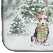 Load image into Gallery viewer, Bull Terrier Black and White with Christmas Presents Dish Drying Mat – Absorbent, Artistic Kitchen Essentials