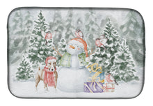 Load image into Gallery viewer, Bull Terrier Tan and White with Christmas Presents Dish Drying Mat – Absorbent, Artistic Kitchen Essentials