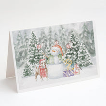 Load image into Gallery viewer, Bull Terrier Tan and White with Christmas Presents Greeting Cards -  Blank Note Cards – 8-Pack of Artist-Designed Cards with Envelopes