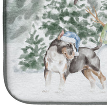 Load image into Gallery viewer, Bull Terrier Black Tan and White with Christmas Presents Dish Drying Mat – Absorbent, Artistic Kitchen Essentials
