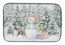 Load image into Gallery viewer, Bull Terrier Black Tan and White with Christmas Presents Dish Drying Mat – Absorbent, Artistic Kitchen Essentials