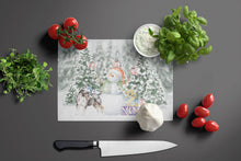 Load image into Gallery viewer, Bull Terrier Black Tan and White with Christmas Presents Glass Cutting Boards – Durable, Decorative Kitchen Art Large