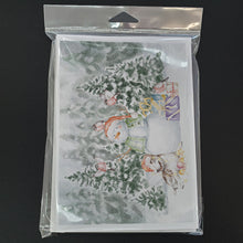 Load image into Gallery viewer, Bull Terrier Brindle and White with Christmas Presents Greeting Cards -  Blank Note Cards – 8-Pack of Artist-Designed Cards with Envelopes