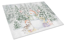 Load image into Gallery viewer, Bull Terrier Brindle and White with Christmas Presents Glass Cutting Boards – Durable, Decorative Kitchen Art Large