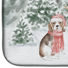 Load image into Gallery viewer, Beagle Tricolor with Christmas Presents Dish Drying Mat – Absorbent, Artistic Kitchen Essentials