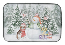Load image into Gallery viewer, Beagle Tricolor with Christmas Presents Dish Drying Mat – Absorbent, Artistic Kitchen Essentials
