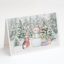 Load image into Gallery viewer, Beagle Tricolor with Christmas Presents Greeting Cards -  Blank Note Cards – 8-Pack of Artist-Designed Cards with Envelopes