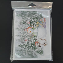 Load image into Gallery viewer, Australian Shepherd Puppy Black White and Tan with Christmas Presents Greeting Cards -  Blank Note Cards – 8-Pack of Artist-Designed Cards with Envelopes
