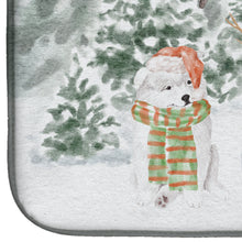 Load image into Gallery viewer, Samoyed Puppy with Christmas Presents Dish Drying Mat – Absorbent, Artistic Kitchen Essentials