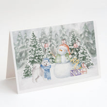 Load image into Gallery viewer, Samoyed Standing with Christmas Presents Greeting Cards -  Blank Note Cards – 8-Pack of Artist-Designed Cards with Envelopes
